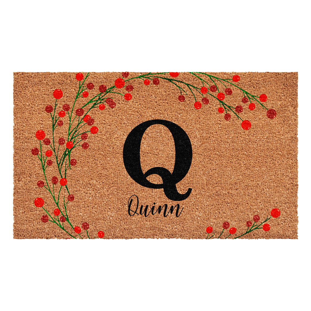 Personalized Christmas Berries Doormat