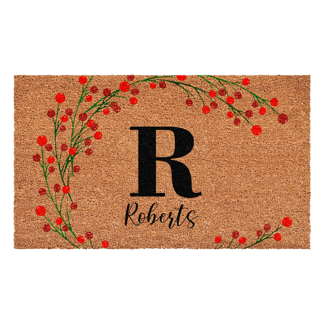 Personalized Christmas Berries Doormat