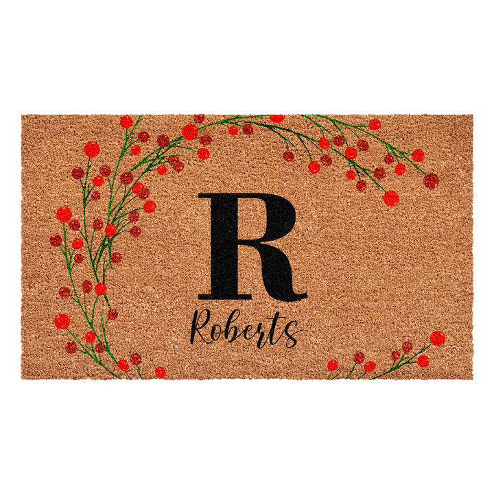 Personalized Christmas Berries Doormat