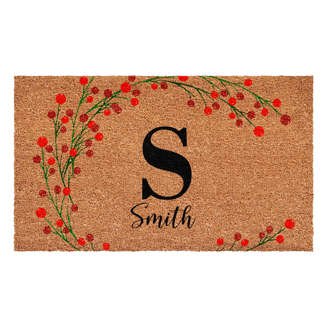 Personalized Christmas Berries Doormat