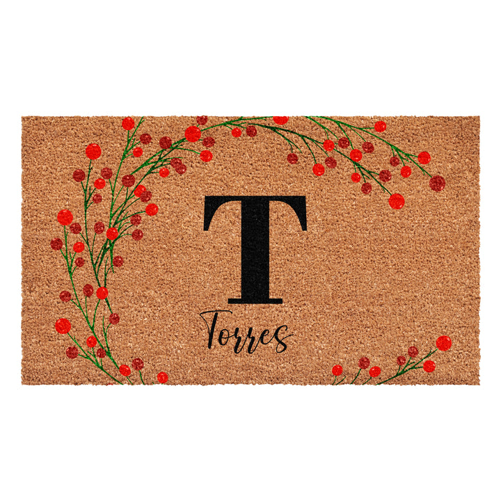 Personalized Christmas Berries Doormat