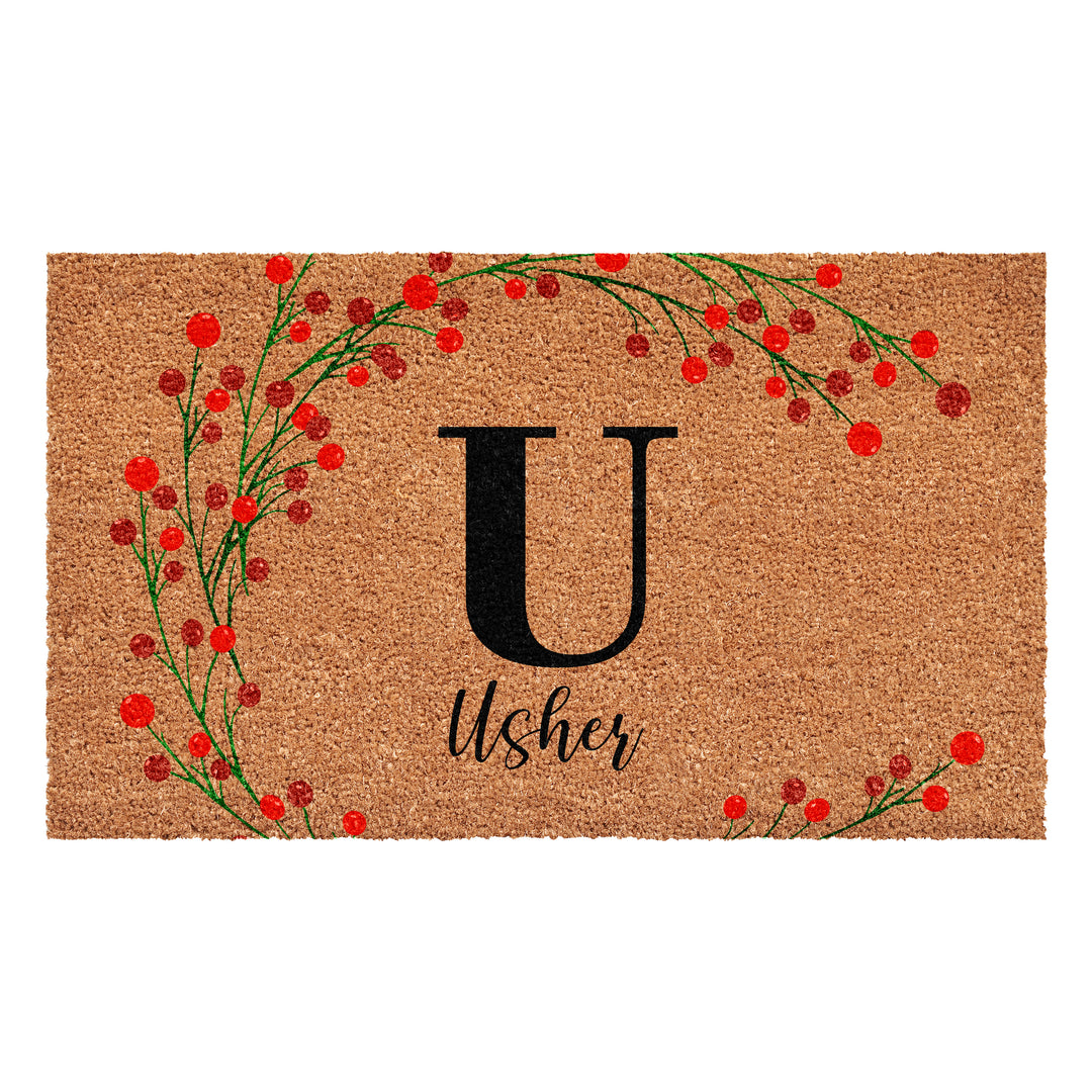 Personalized Christmas Berries Doormat