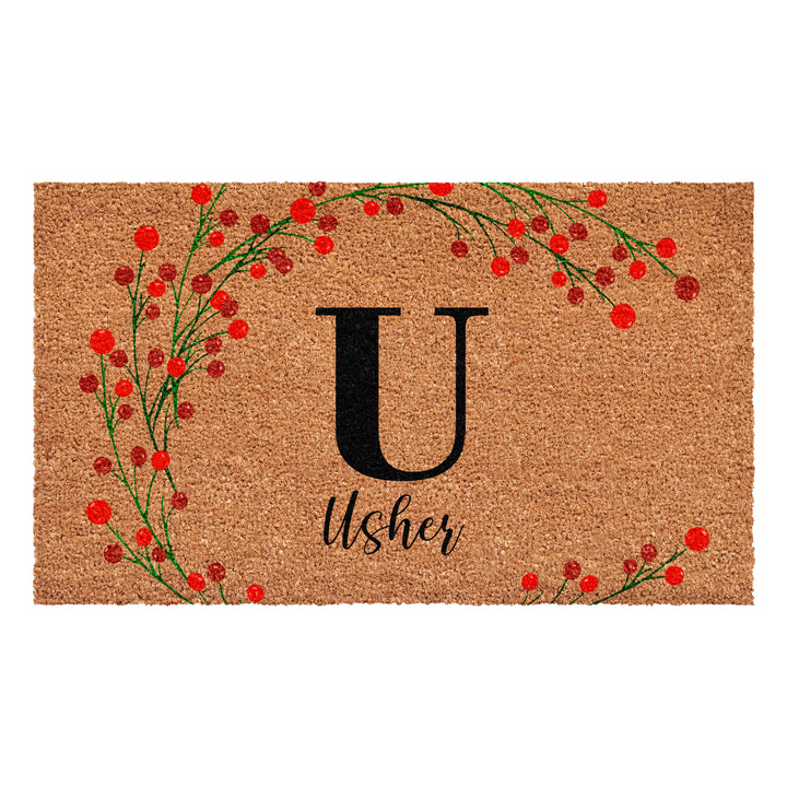 Personalized Christmas Berries Doormat