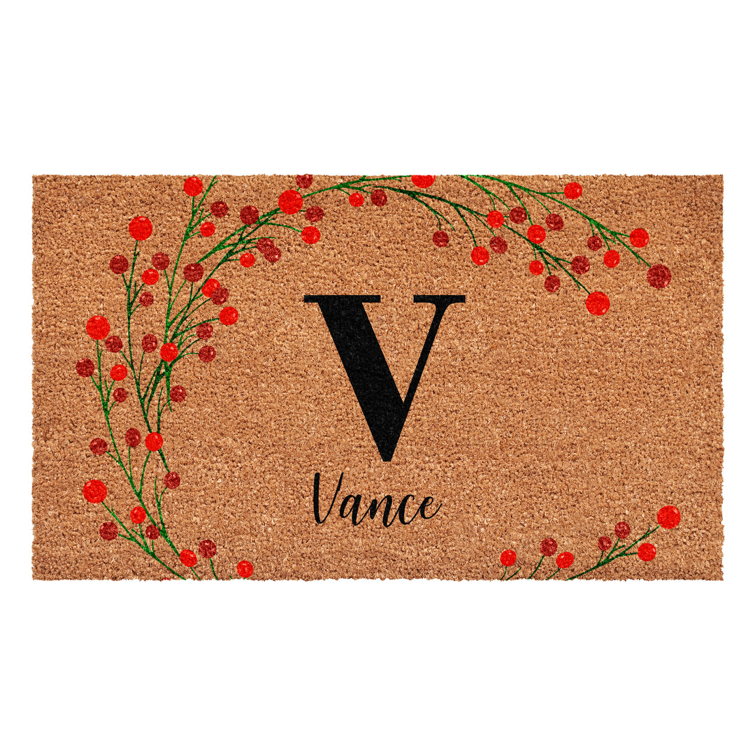 Personalized Christmas Berries Doormat