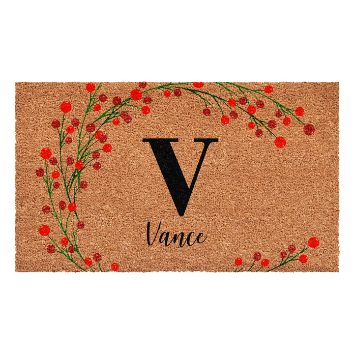 Personalized Christmas Berries Doormat