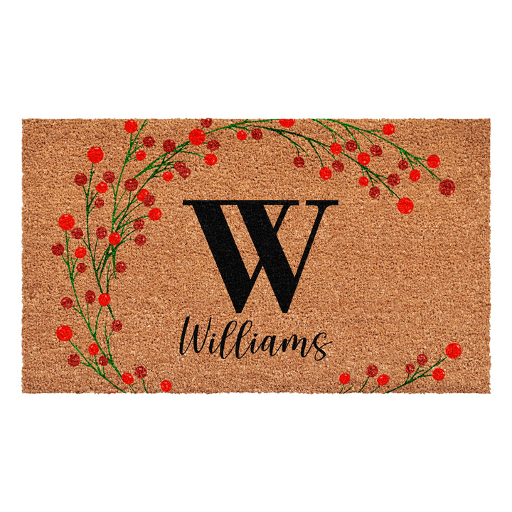 Personalized Christmas Berries Doormat