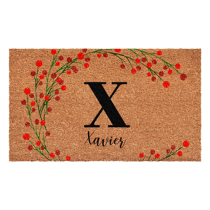 Personalized Christmas Berries Doormat