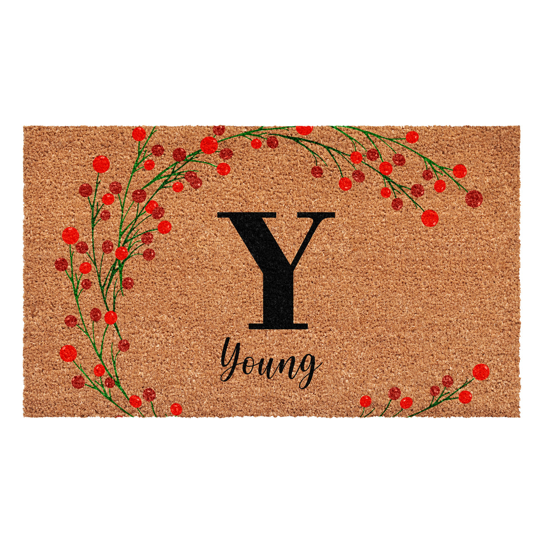 Personalized Christmas Berries Doormat