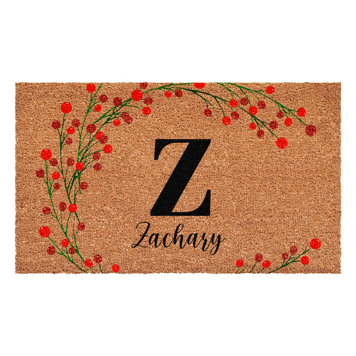 Personalized Christmas Berries Doormat