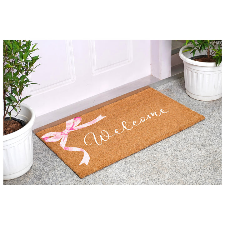 Pink Bow Welcome Doormat