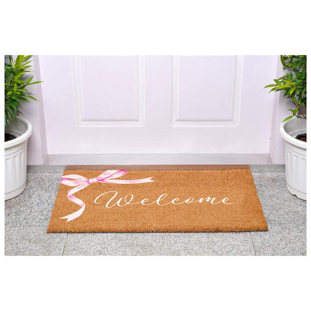 Pink Bow Welcome Doormat