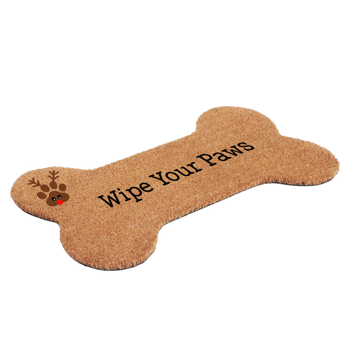 Dog Bone Shape Wipe Your Paws Reindeer
