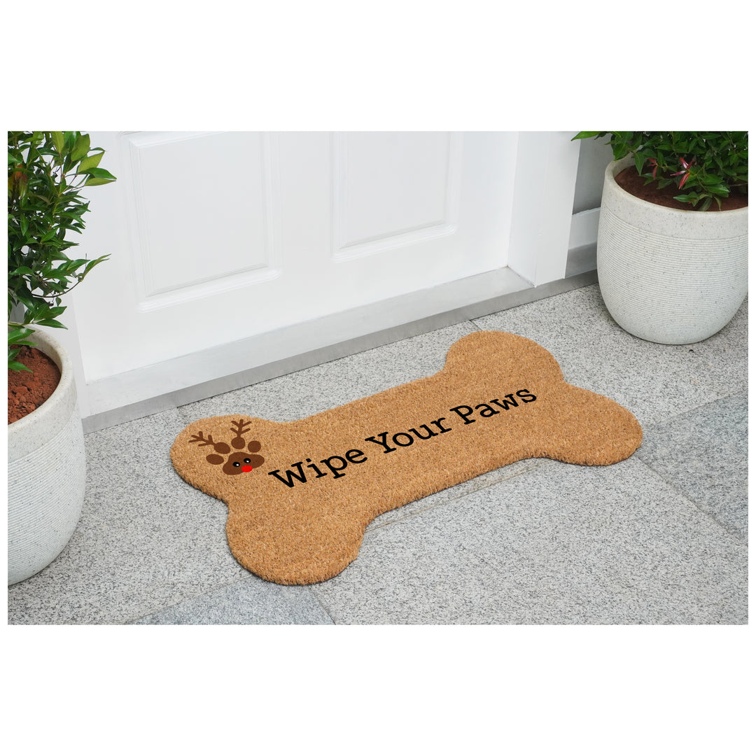 Dog Bone Shape Wipe Your Paws Reindeer