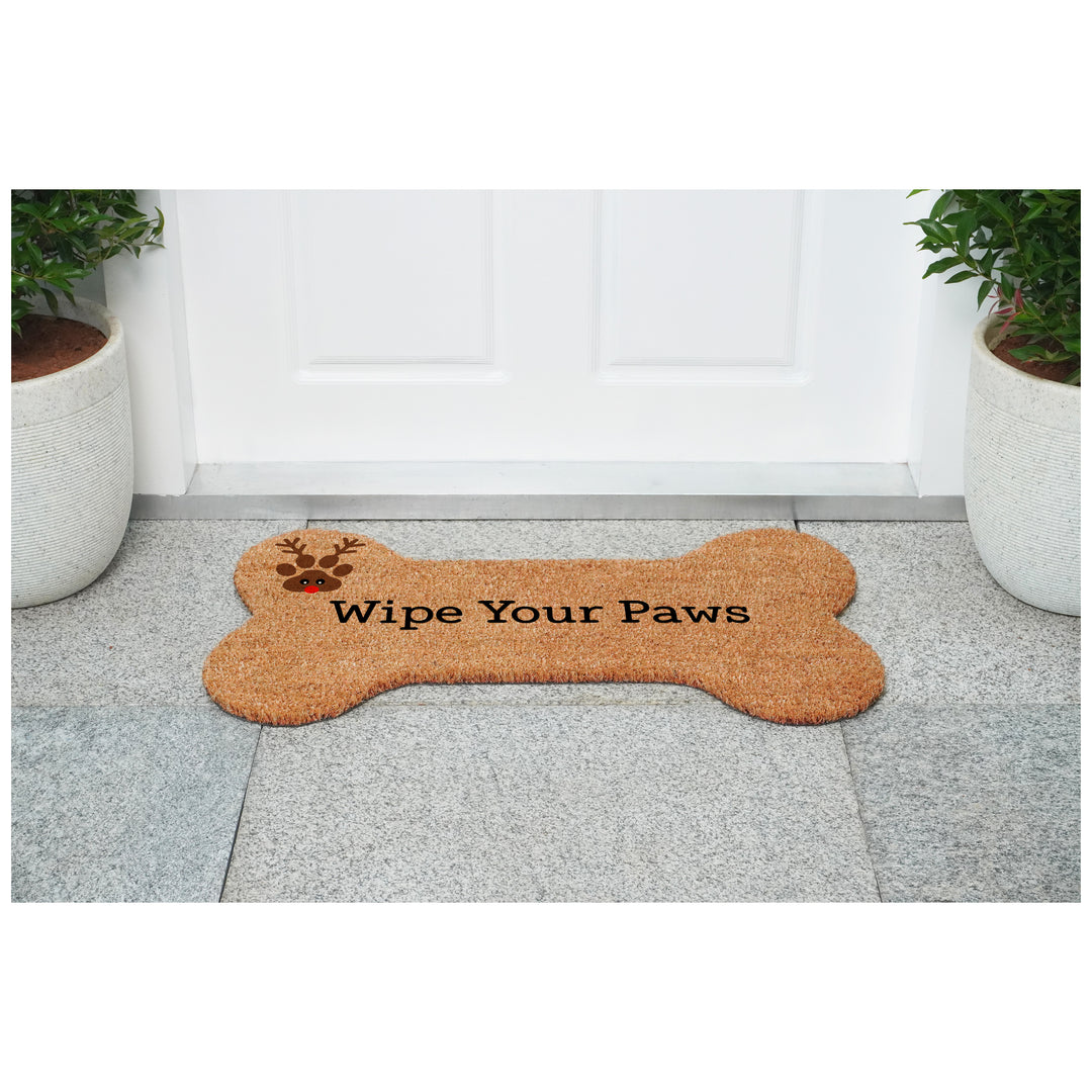 Dog Bone Shape Wipe Your Paws Reindeer