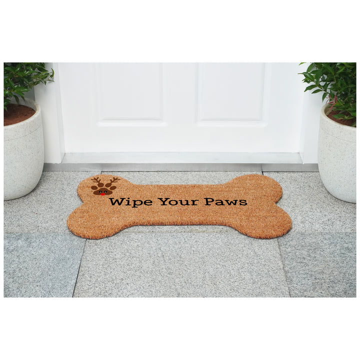 Dog Bone Shape Wipe Your Paws Reindeer