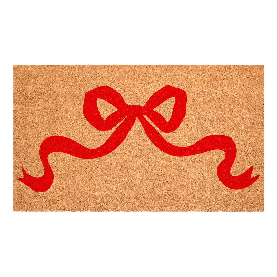 Pretty Red Bow Personalized Doormat