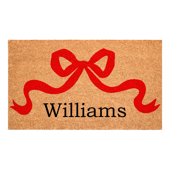 Pretty Red Bow Personalized Doormat