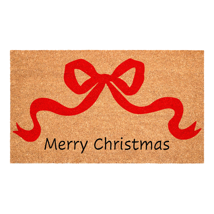 Red Christmas Bow Doormat