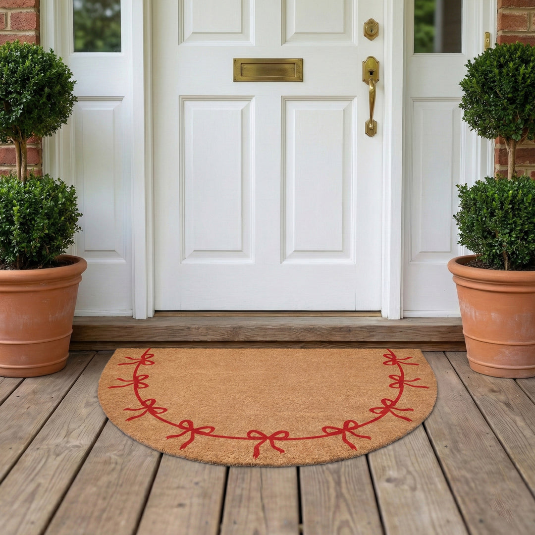 Festive Red Bow Half Round Doormat