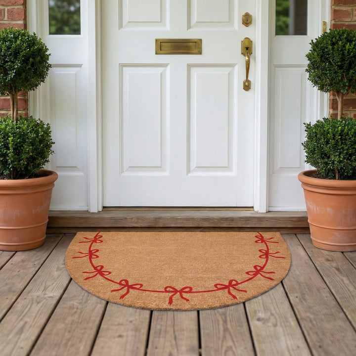 Festive Red Bow Half Round Doormat