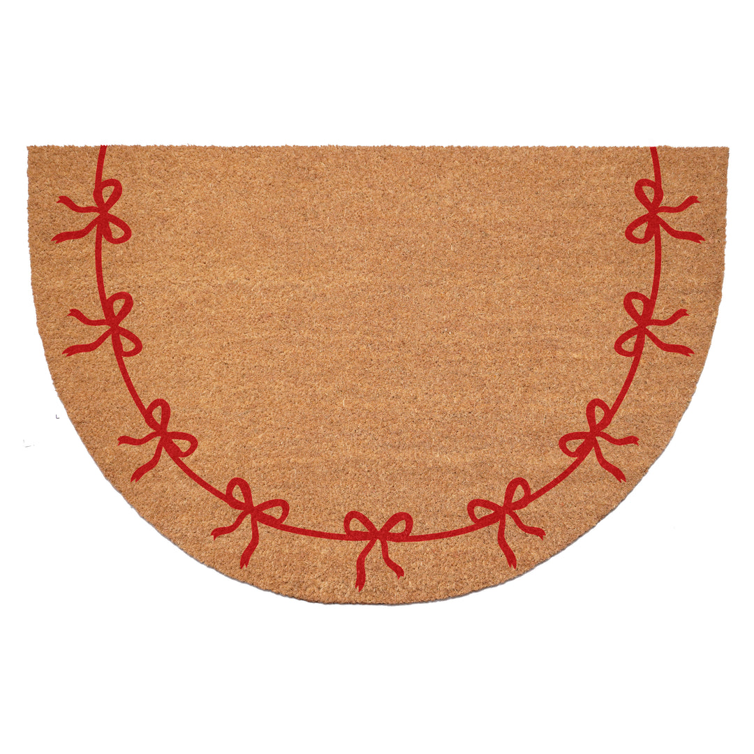 Festive Red Bow Half Round Doormat