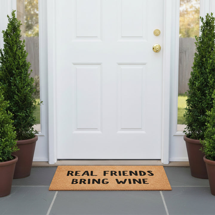 Real Friends Bring Wine Doormat