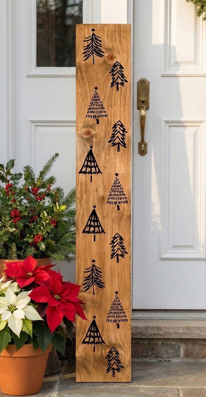 Christmas Tree Farm Black Porch Leaner