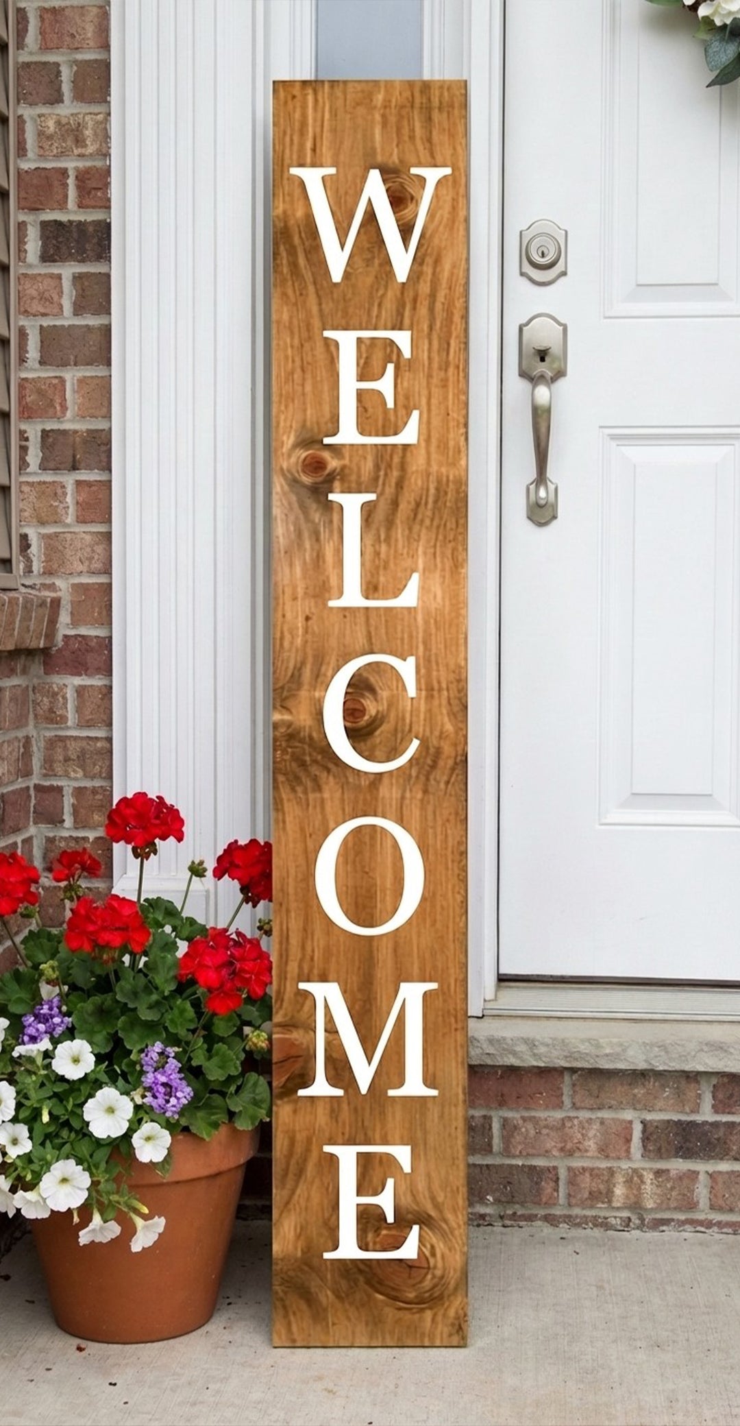 White Welcome Porch Leaner
