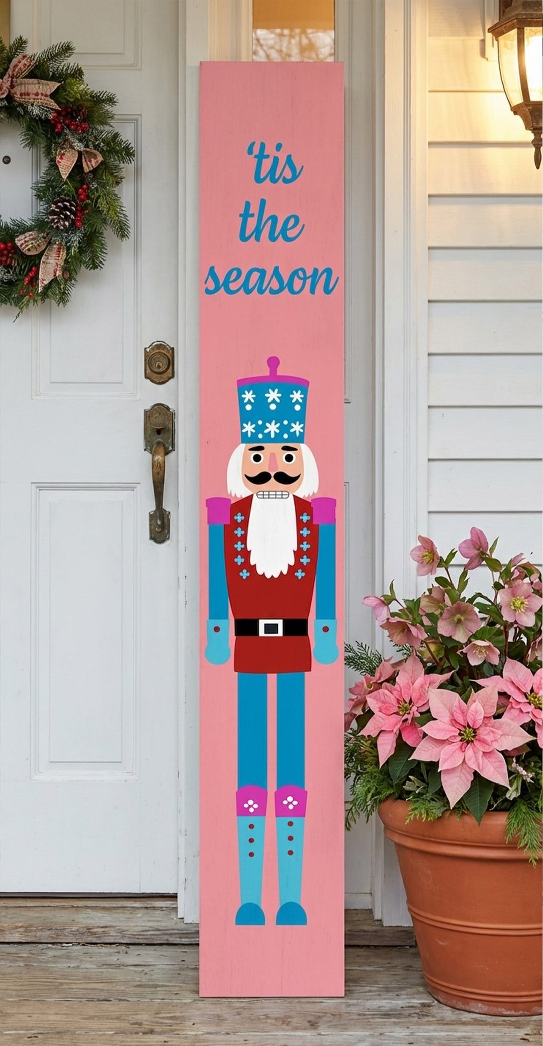 Tis The Season Pink Nutcracker Porch Leaner