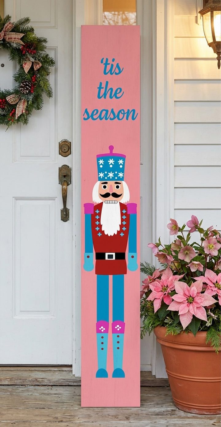 Tis The Season Pink Nutcracker Porch Leaner