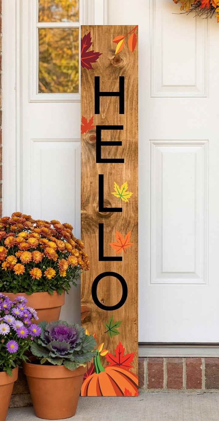 Hello Pumpkin Spice Porch Leaner