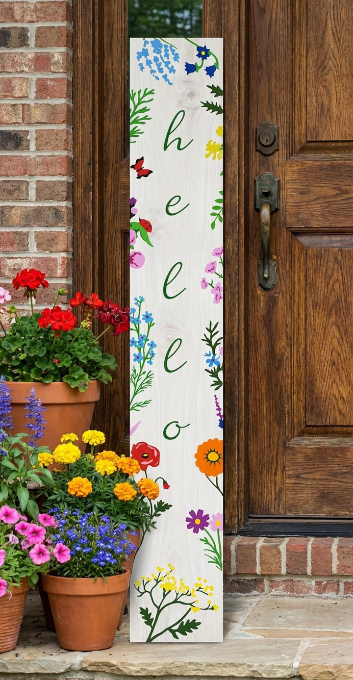Cottage Meadow Hello Porch Leaner