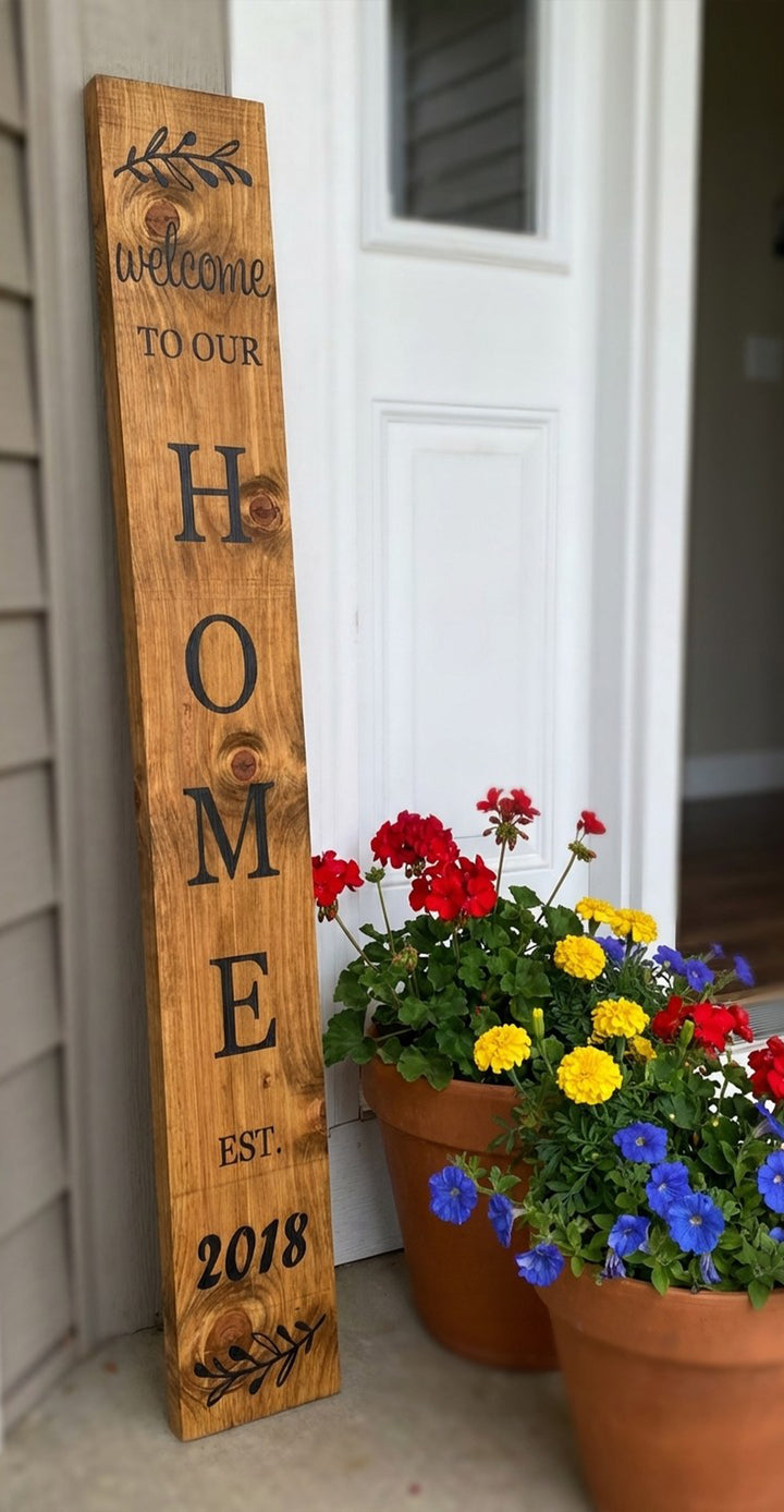 Welcome to our Home Personalized Black Porch Leaner