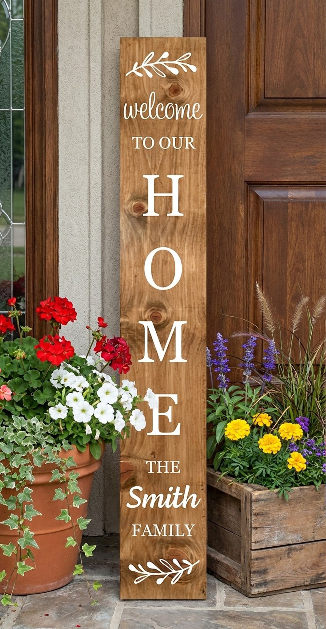 Welcome to our Home Personalized White Porch Leaner