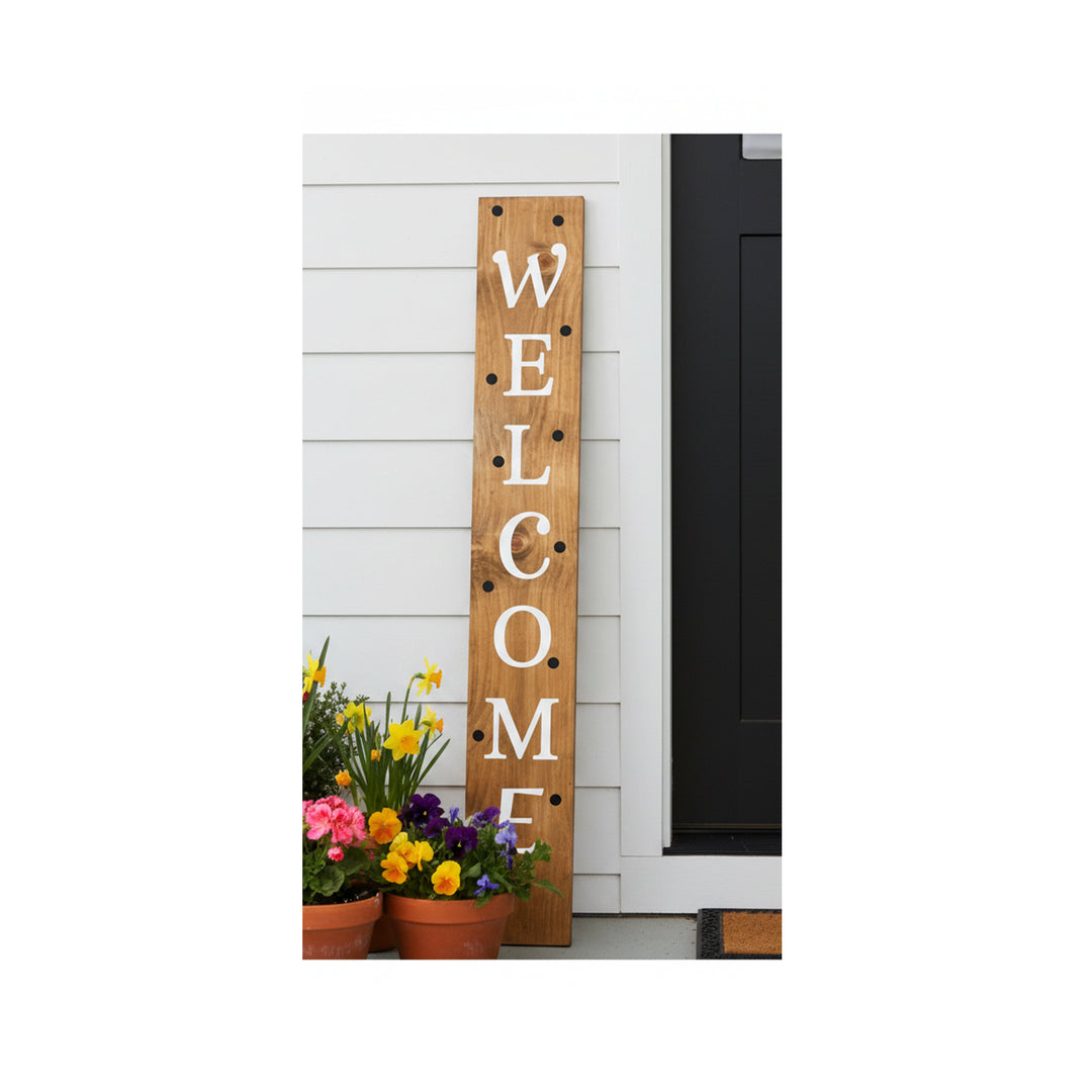 Black Polka Dot Welcome Porch Leaner