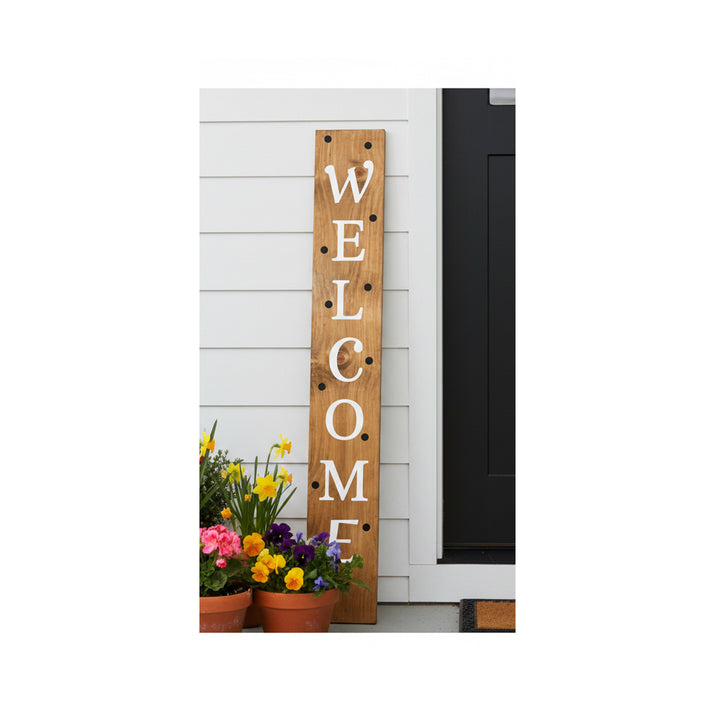 Black Polka Dot Welcome Porch Leaner