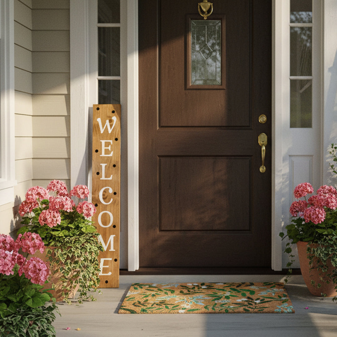 Black Polka Dot Welcome Porch Leaner