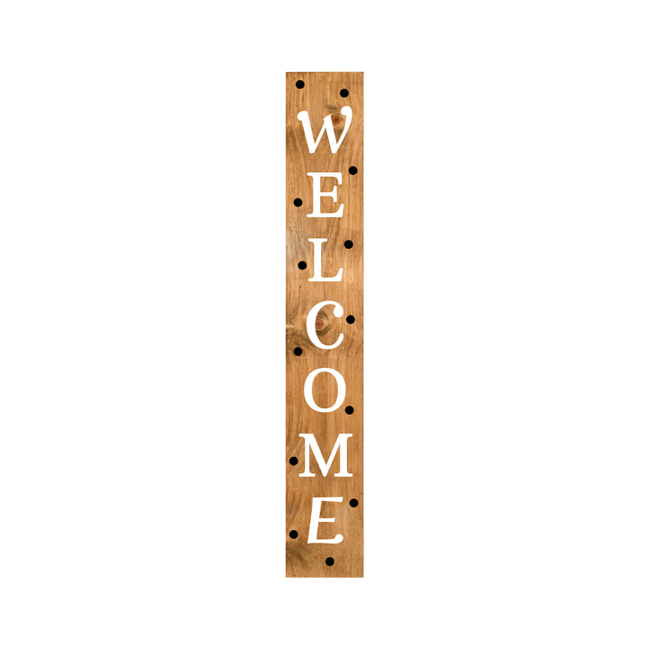 Black Polka Dot Welcome Porch Leaner