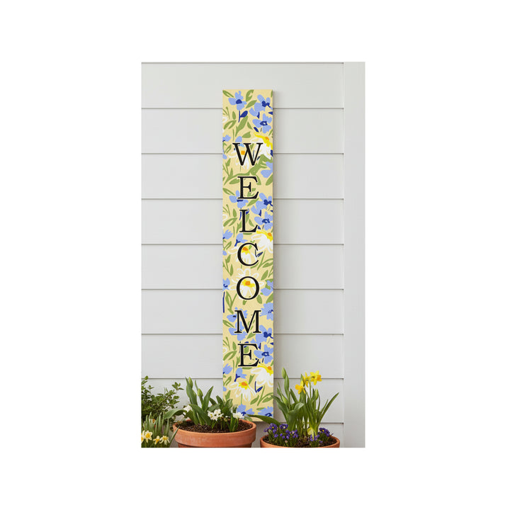 Blooming Meadow Black Welcome Porch Leaner
