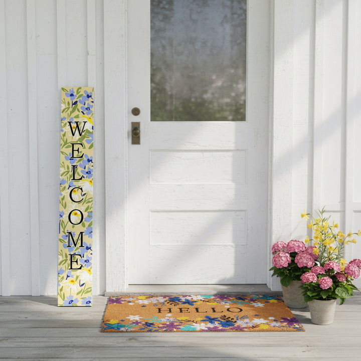 Blooming Meadow Black Welcome Porch Leaner