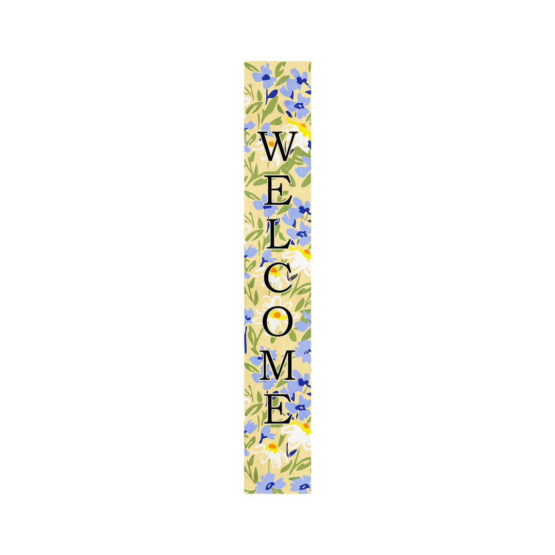 Blooming Meadow Black Welcome Porch Leaner