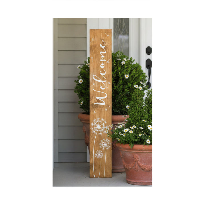 White Dandelion Welcome Porch Leaner