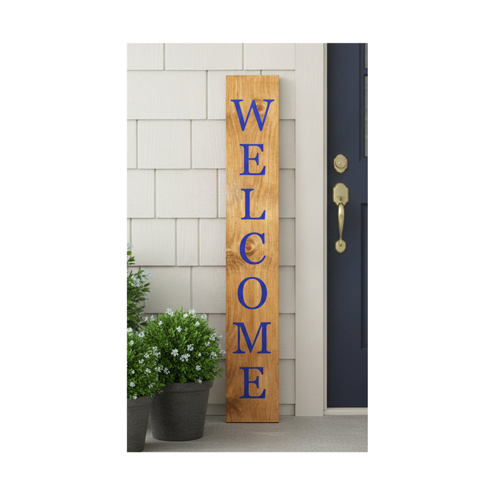 Blue Welcome Porch Leaner