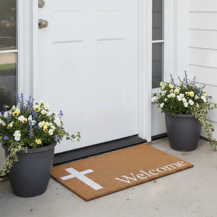 White Cross Welcome Doormat
