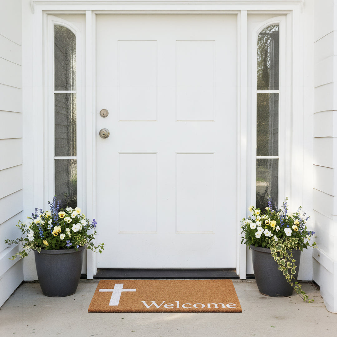 White Cross Welcome Doormat
