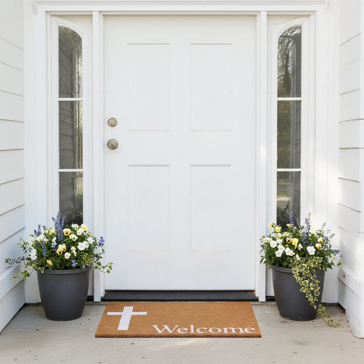 White Cross Welcome Doormat