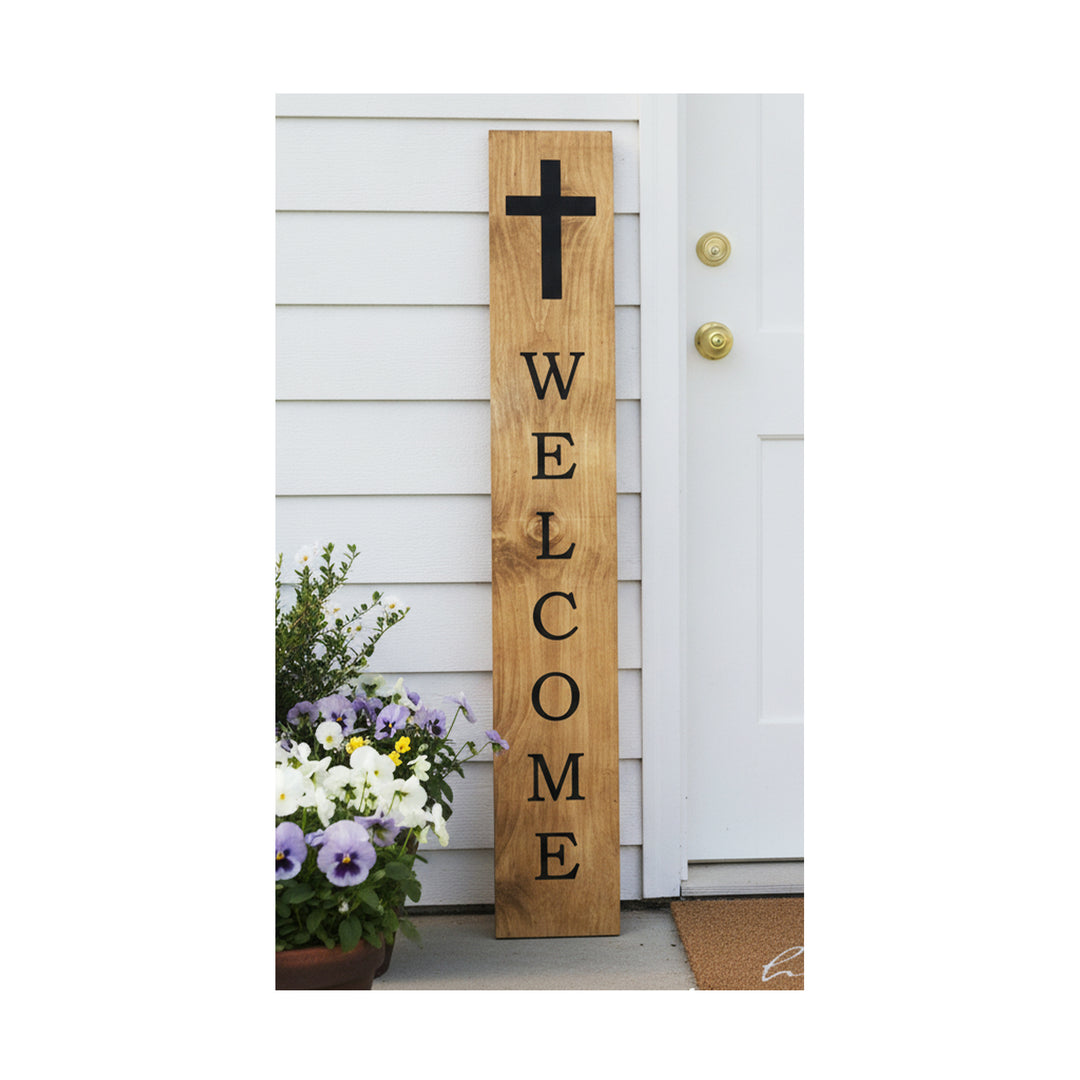 Cross Welcome Blessings Porch Leaner