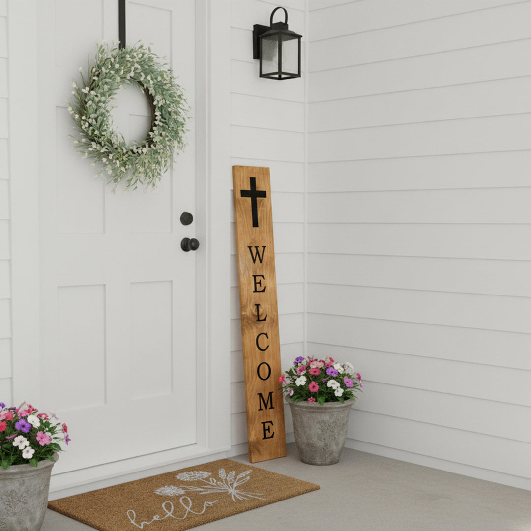 Cross Welcome Blessings Porch Leaner