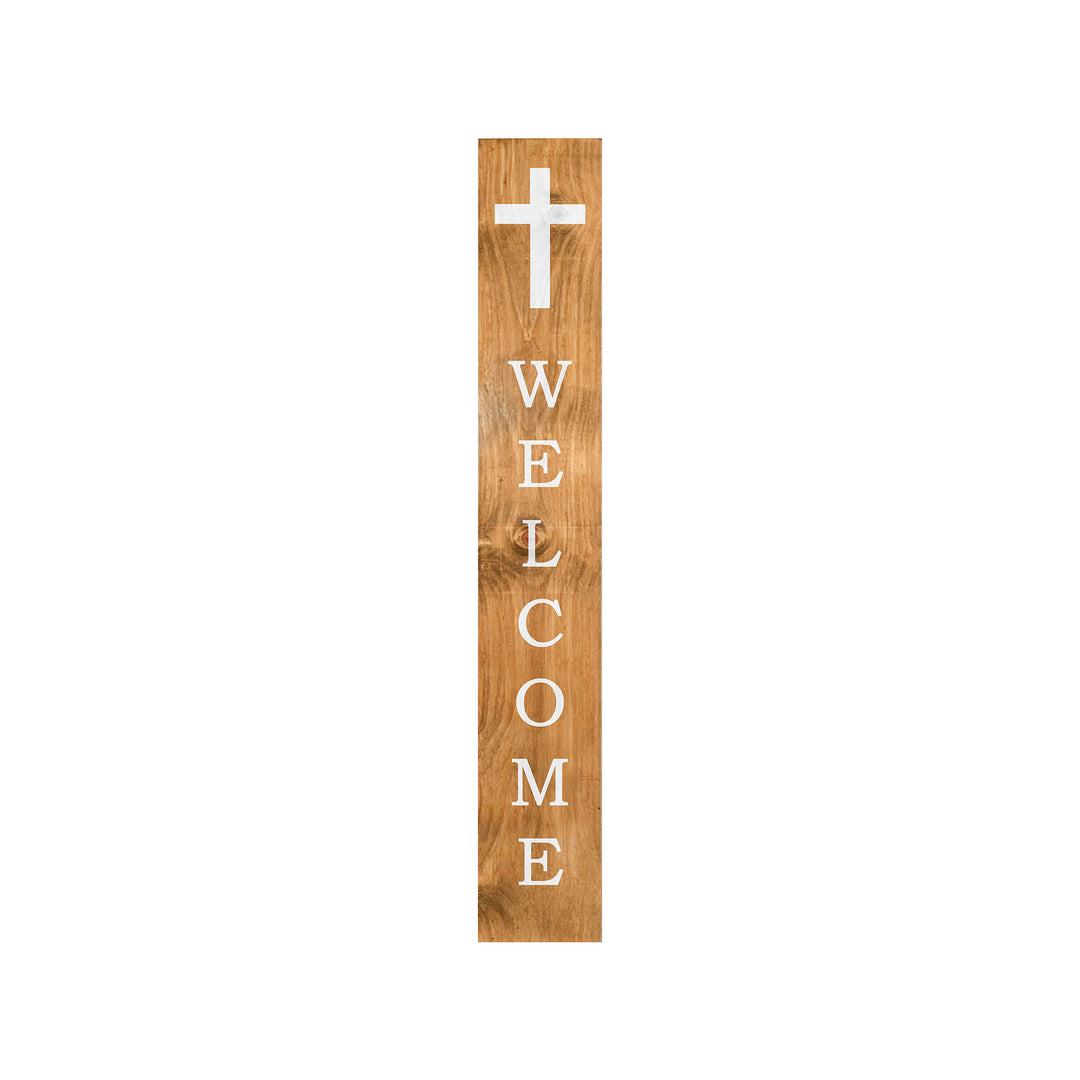 White Cross Welcome Blessings Porch Leaner