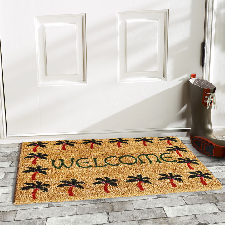 Palm Tree Border Welcome Doormat 17"x29"